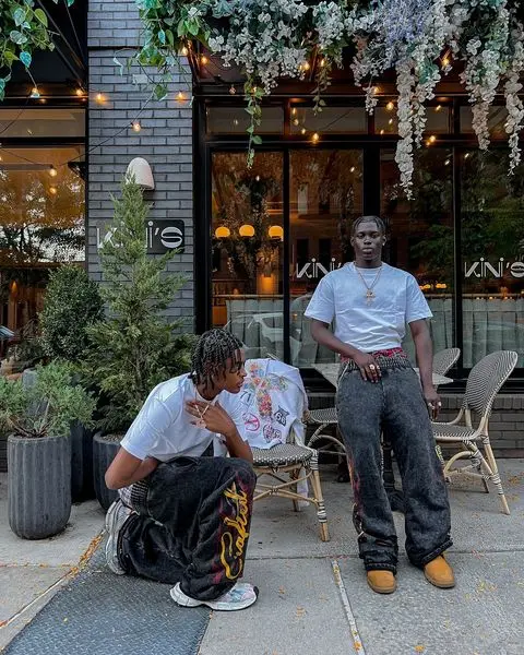 High Street Hip Hop Новые черные джинсовые брюки Y2k Goth Harajuku Мужская одежда Рваные