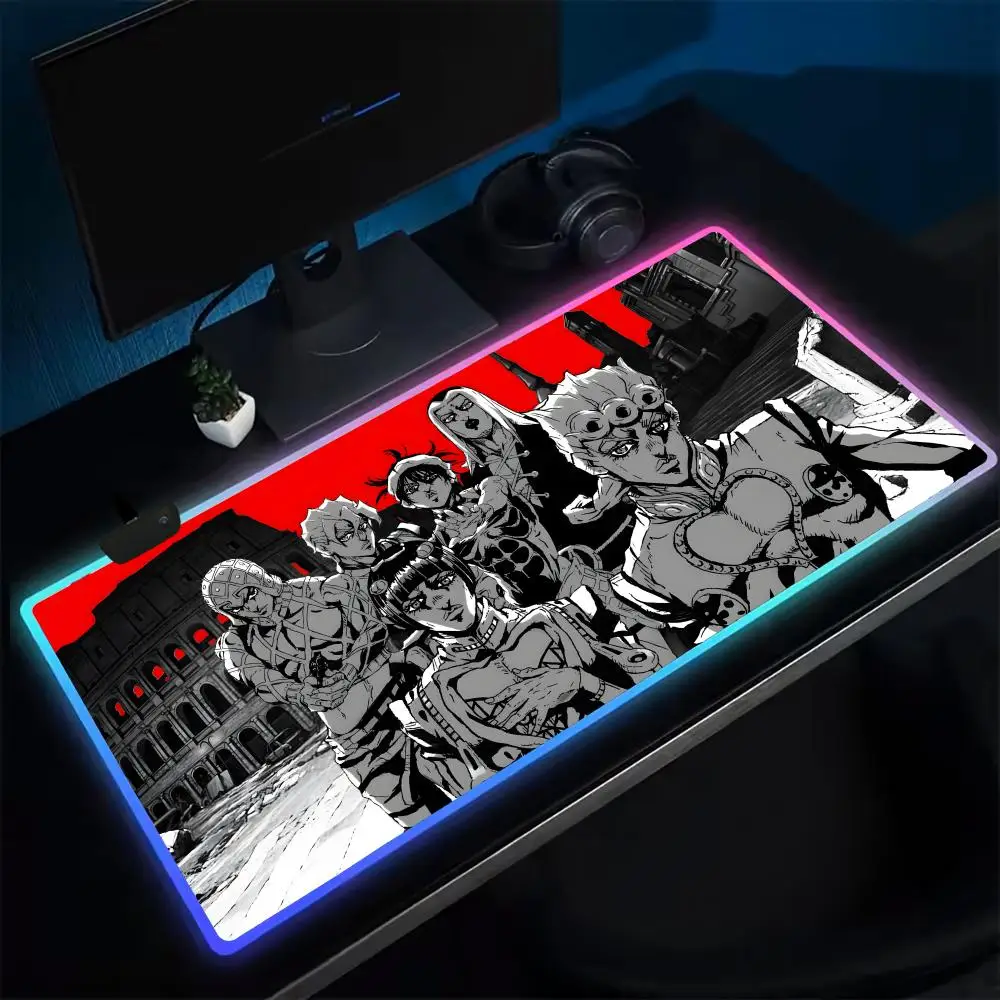 Фото Популярный коврик для мыши JOSEPH JOJO, игровой коврик для мыши в стиле аниме, светодиодные настольные коврики с подсветкой, резиновые настольные коврики XXL RGB №2