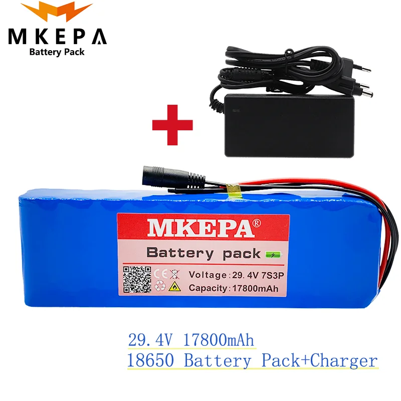 

7S3P 29.4V 17.8Ah Li-ion Battery Pack with 20A Balanced BMS for Electric Bicycle Scooter Power Wheelchair +2A Charger