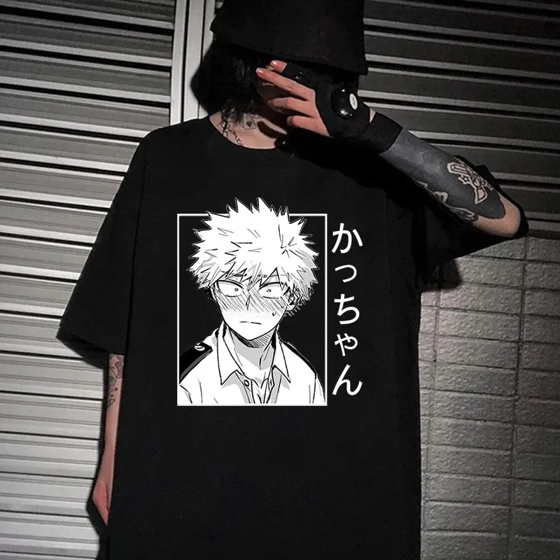 

Футболка унисекс с принтом Bakugo, Мужская/женская рубашка с надписью «My Boku No Hero Академия», с коротким рукавом для мальчиков и девочек, уличная ...
