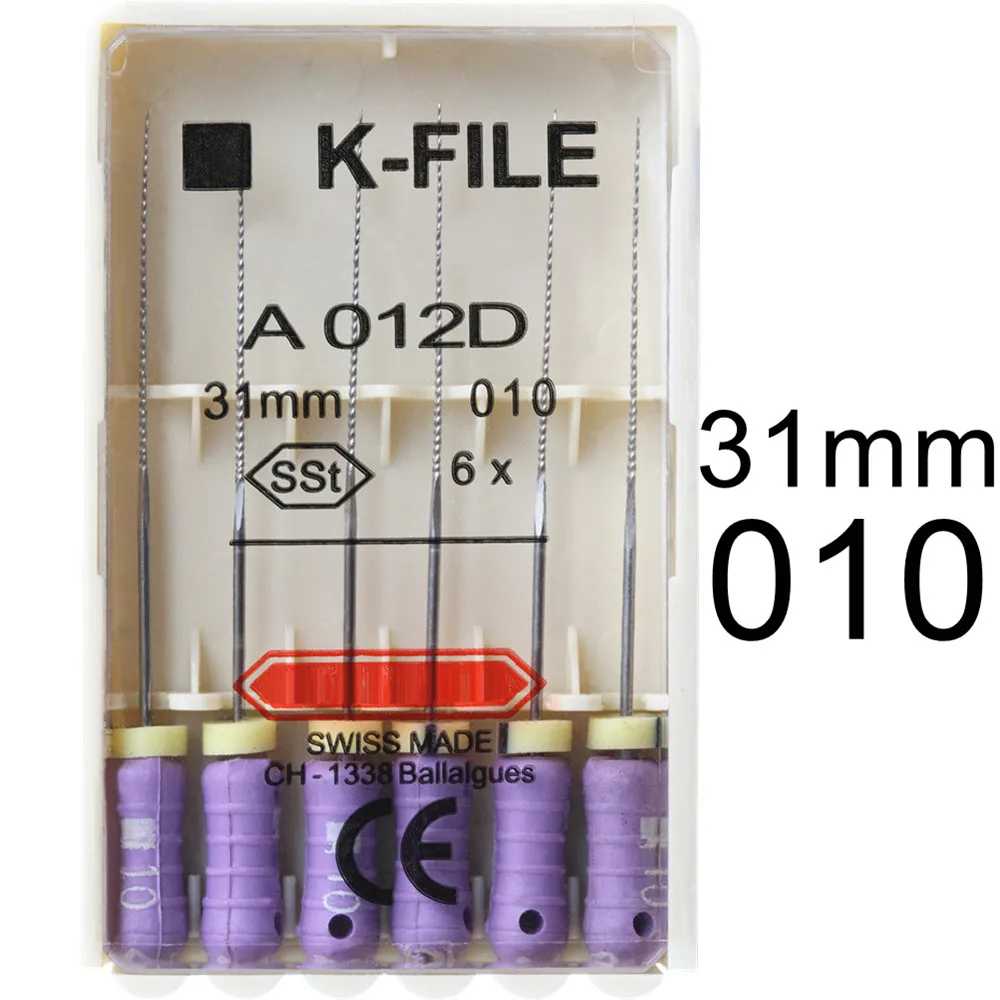 Фото Набор из 10 штук: стоматологические K-файлы 31 мм из нержавеющей стали для эндодонтических корневых каналов, ручные, для использования с пальцевым расширителем, инструменты для стоматологических лабораторий №4