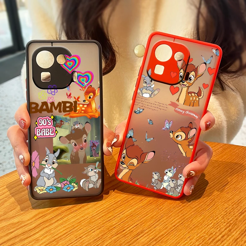 

Cartoon disney little deer Bambi Frosted Translucent Case For Xiaomi 12 T 11 POCO F3 X3 X4 F4 M3 M4 NFC Pro GT Matte Cover