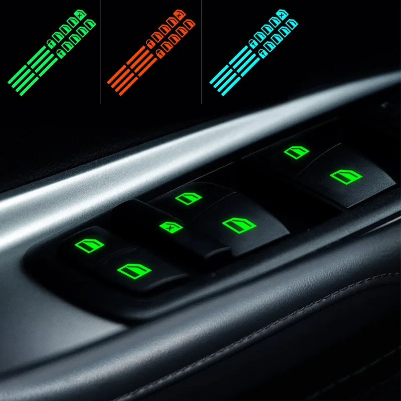 

Светящиеся наклейки на окно автомобиля, флуоресцентные переключатели для подъема автомобиля, аксессуары для интерьера автомобиля
