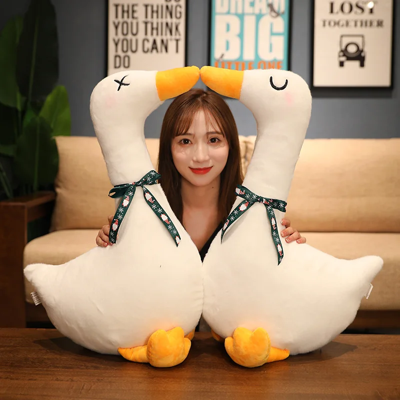 

35-70cm Fluffy Big Duck Plush Toys Sleep Pillow Cute Animal Stuffed Swan Goose Dolls Floor Mat Kids Girls Birthday Gift