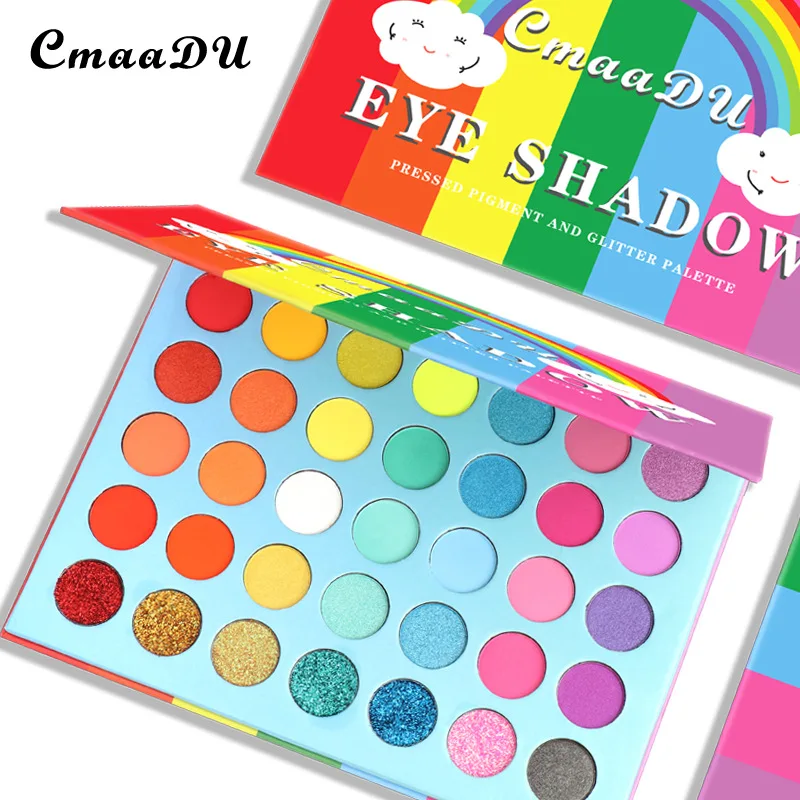 

35 Colors Eyeshadow Pallete Cmaadu Pastel Eyeshadow Palette Colorful Eye Shadow Waterproof Rainbow Neon Lasting High Pigment