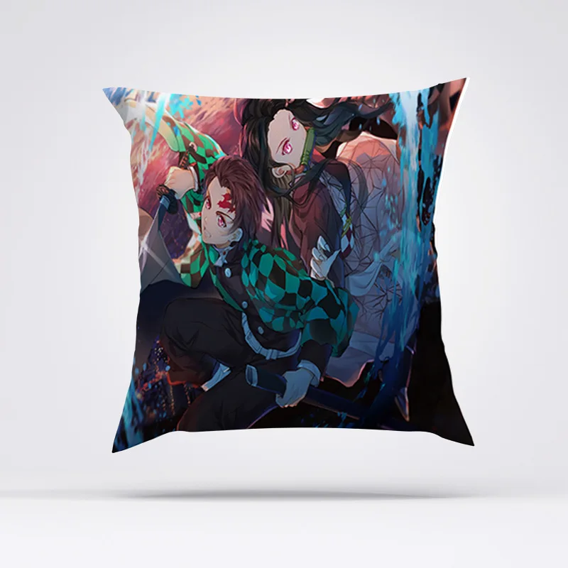 

Demon Slayer Throw Pillow Covers for Bed Pillows Decor Home Cushion Cover Short Plush Pillowcase Car Sofa 45x45 Cushions 45*45