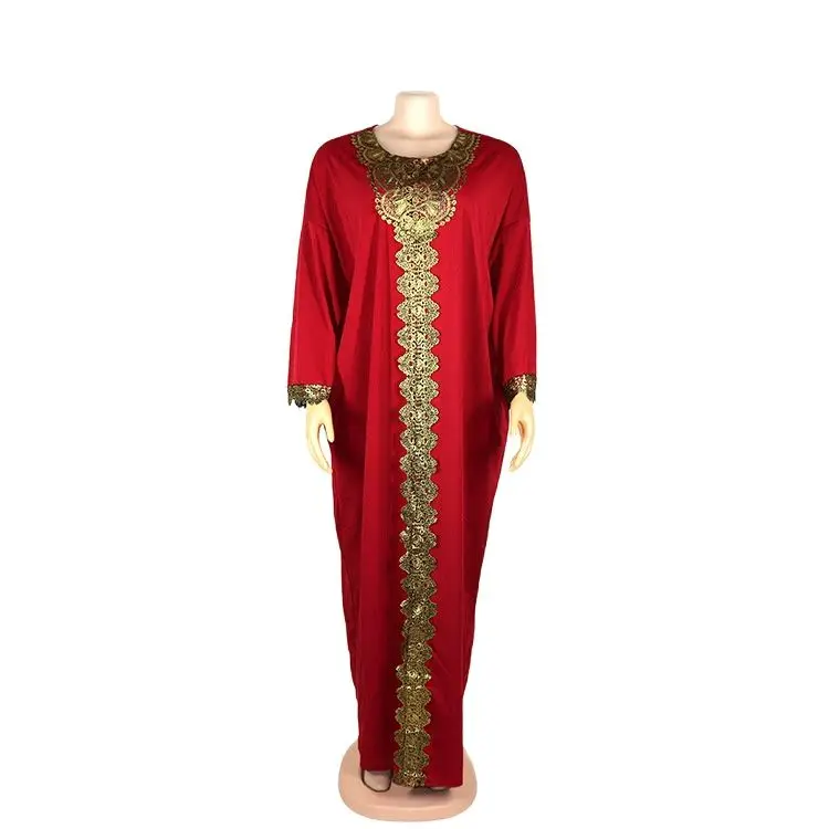 Abaya Dress for Women African OL Elastic Long Robe with Round Neck Large Swing Skirt Muslim Dress Dubai Abayas for Women Dubai