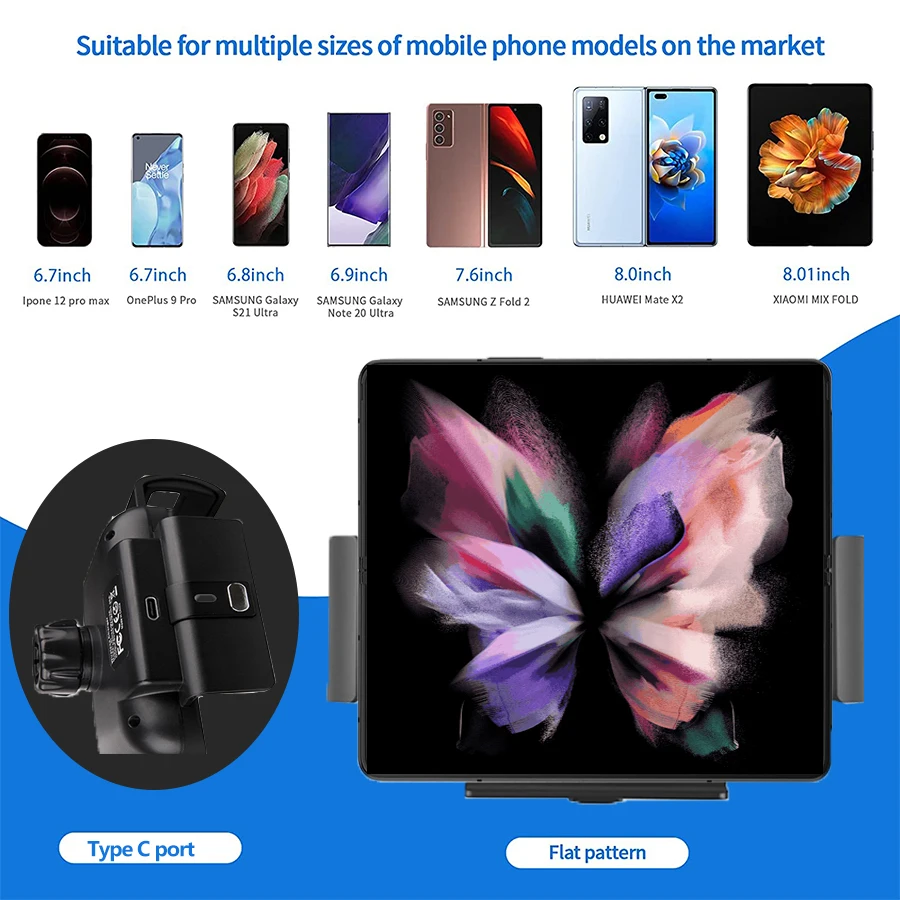 Folding Screen Car Wireless Charger 15W Fast Phone Charger Holder for Samsung Galaxy Fold Z 3 2 iPhone 12 Pro Max Huawei Mate X