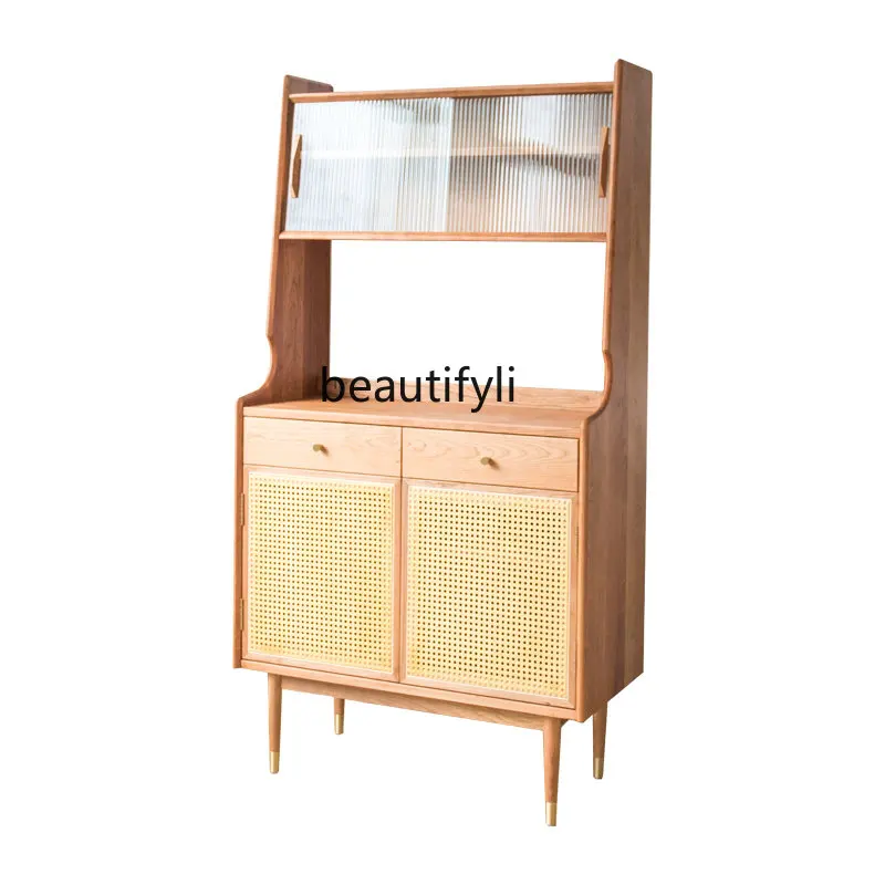 

zq Nordic Side Cabinet Tea Cupboard Japanese Restaurant Storage Wine Cabinet Shelf High Cabinet