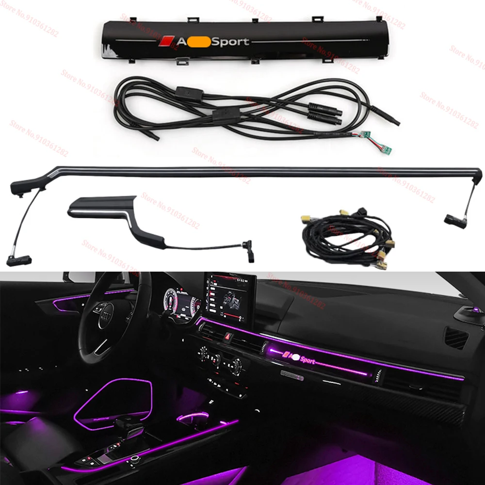 

For Audi A4 A5 B9 2017-2021 Co-pilot Decorative Ambient Light Dashboard LED Luminous Atmosphere Strip 32 Colors Lightings