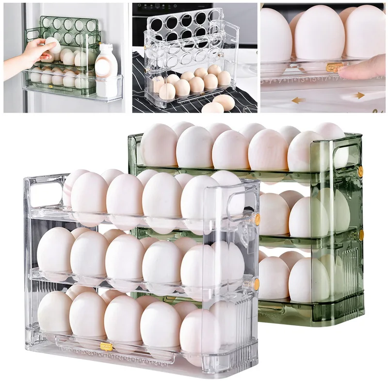 

Rack Cartons Egg Egg Box Be Of Tray Refrigerator Egg Storage Home New Three Can Multi-layer Layers Egg Reversible Kitchen 30