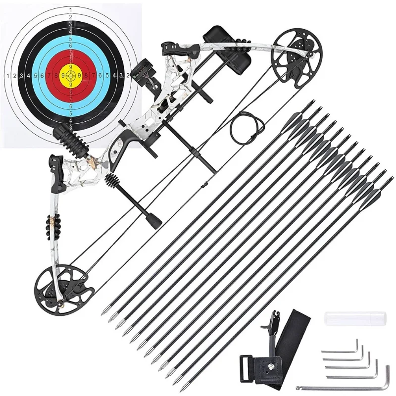 

Комплект блочного Лука для охоты и штатива, регулируемый до 20-70 фунтов 17-32 дюйма, подходит для охотничьего лука и стрельбы из лука
