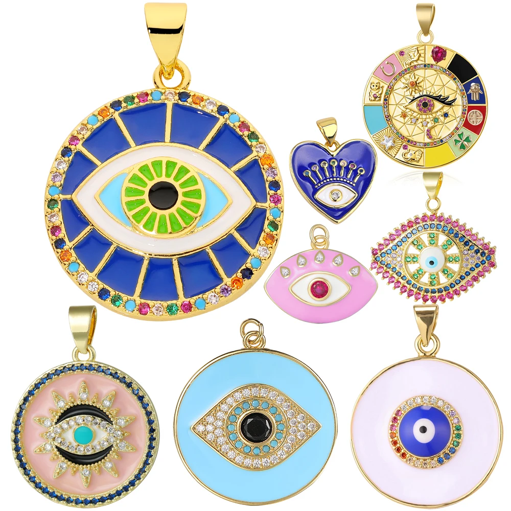 

Juya Handmade Enamel Hamsa Fatima Greek Evil Eye Charms For DIY Decoration Women Men Talisman Pendant Jewelry Making