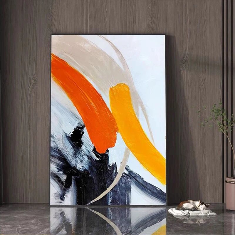 

Винтажная ручная роспись маслом, холст, Оранжевый Современный абстрактный пейзаж, настенное украшение для дома, гостиной, декоративный сто...