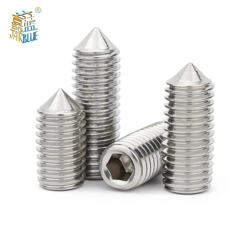 

100pcs/lot Hex hexagon socket set screw cone point grub screw M2 M2.5 M3 M4 M5 M6 M8 M10 M12 304 Stainless Steel DIN914