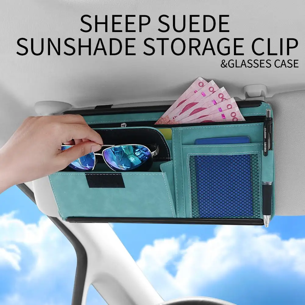 

Car Sun Visor Organizer Multi-pocket Zipper Storage Box Sunglasses Holder Ic Card Ticket Pocket Auto Car Interior Accessories
