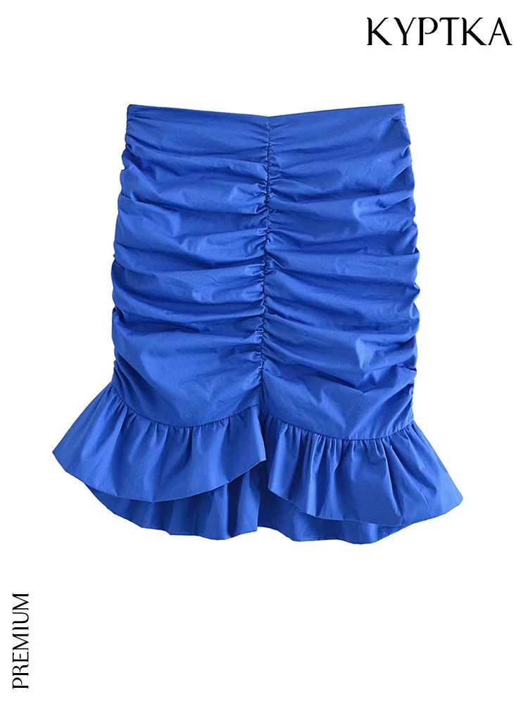 

Женская мини-юбка с оборками KYPTKA, черная винтажная мини-юбка с высокой талией и боковой молнией на лето 2019