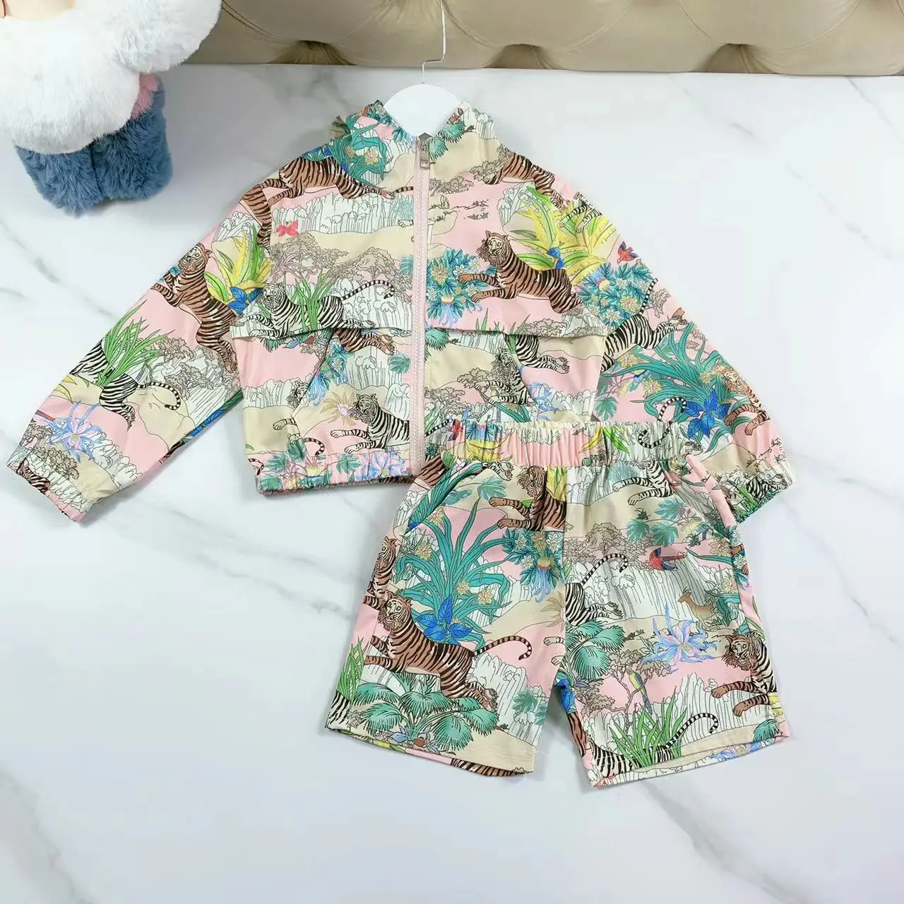

Children Boutique Clothing 2022 Summer Boys Suit Cartoon Zipper Cardigan Jacket Boy Coat Shorts Sets Girls Designer Clothes Kids