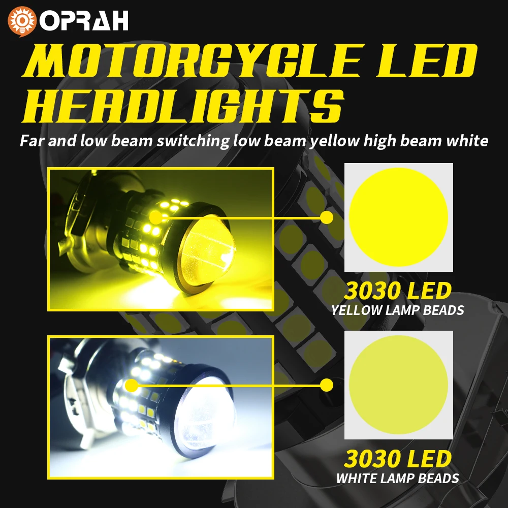 Лампы для мотоциклетных Фар H4 светодиодный Canbus BA20D 60SMD 3030 Сверхъяркие фары
