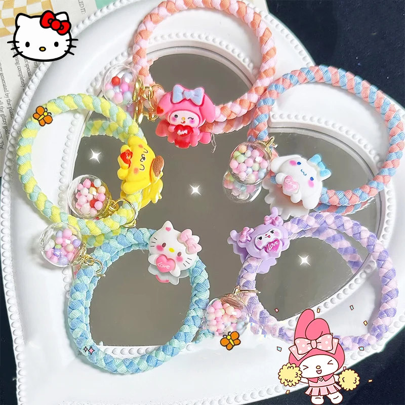 

Kawaii Sanrio Hello Kitty Hair Band Kuromi My Melody Cute Cartoon Colorful Braided Hair Band Girl Fresh Elastic Hair Accessories