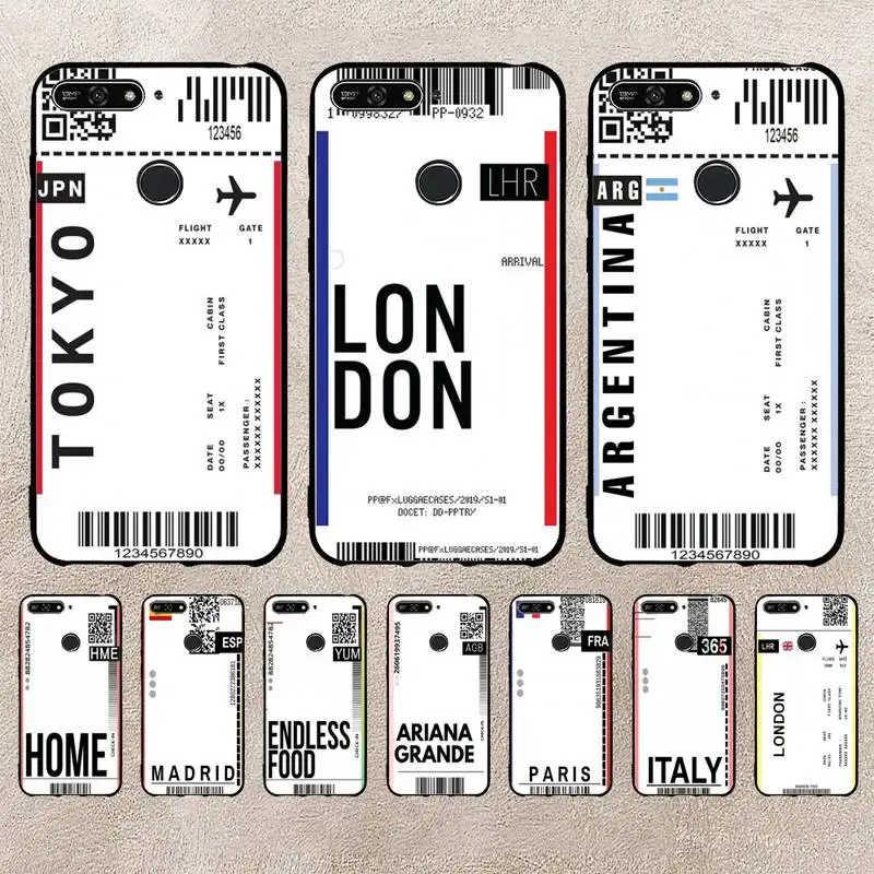 

Air Ticket USA City London Paris Tokyo Travel Phone Case For Xiaomi 11 10 12Spro A2 A2lite A1 9 9SE 8Lite 8explorer F1 Poco 12S