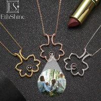 ethshine 925 sterling silver personalized projection picture pendant necklace simple tree shape photo custom projection necklace
