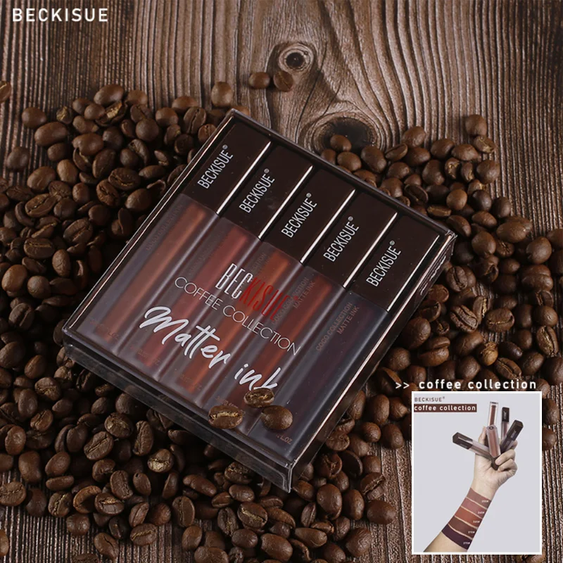 

5pcs/lot Brown Series Matte Lip Gloss Combo Creamy Liquid Lipstick Waterproof Lasting Lip Color Lip Tint Makeup Cosmetics TSLM1