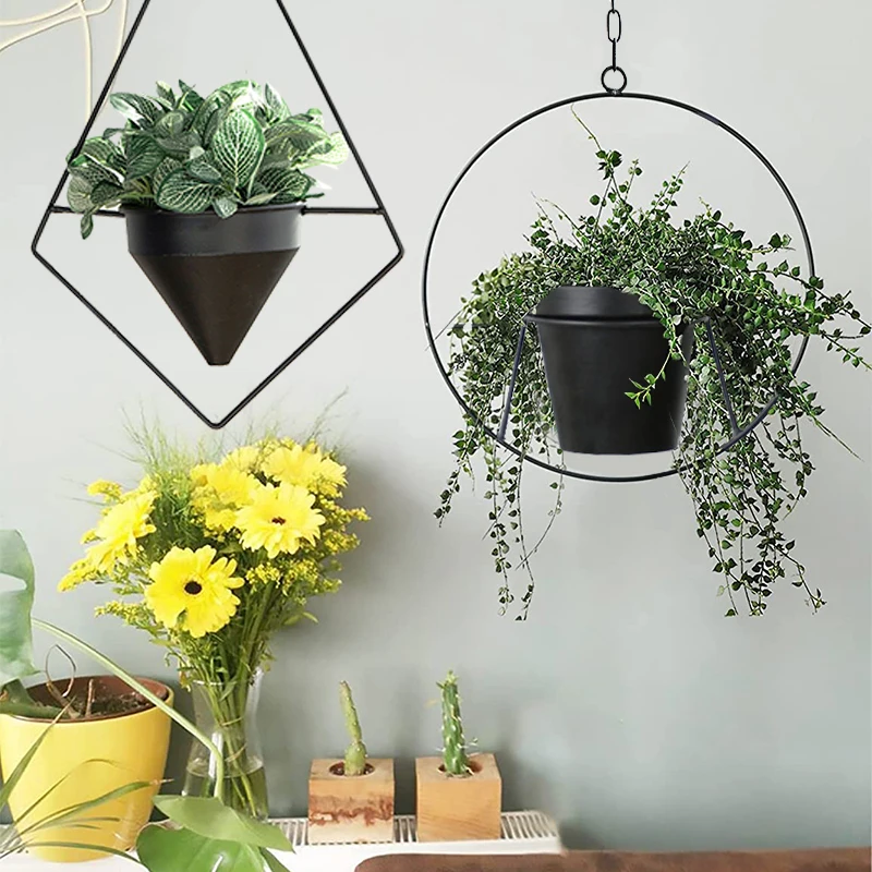 

Iron Hanging Flower Pot Metal Plant Hanger Chain Hanging Basket Flower Pot Plant Holder Garden Balcony Indoor Outdoor Decor
