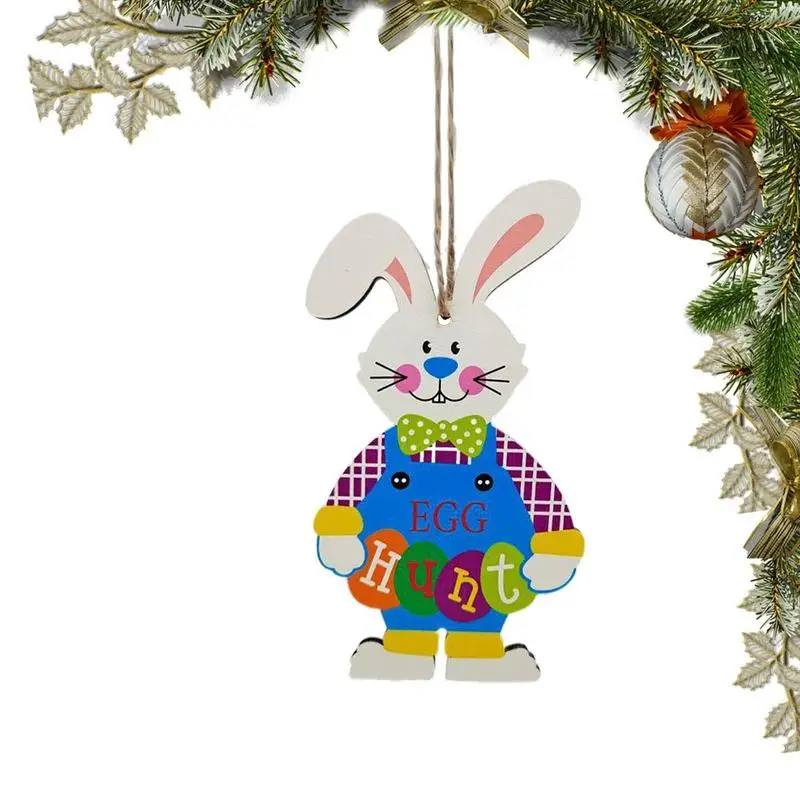 

Happy Easter Bunny Door Sign Hanging Rabbit Decorations With Easter Egg Holiday Colorful Pendants For Cars Porch Festival