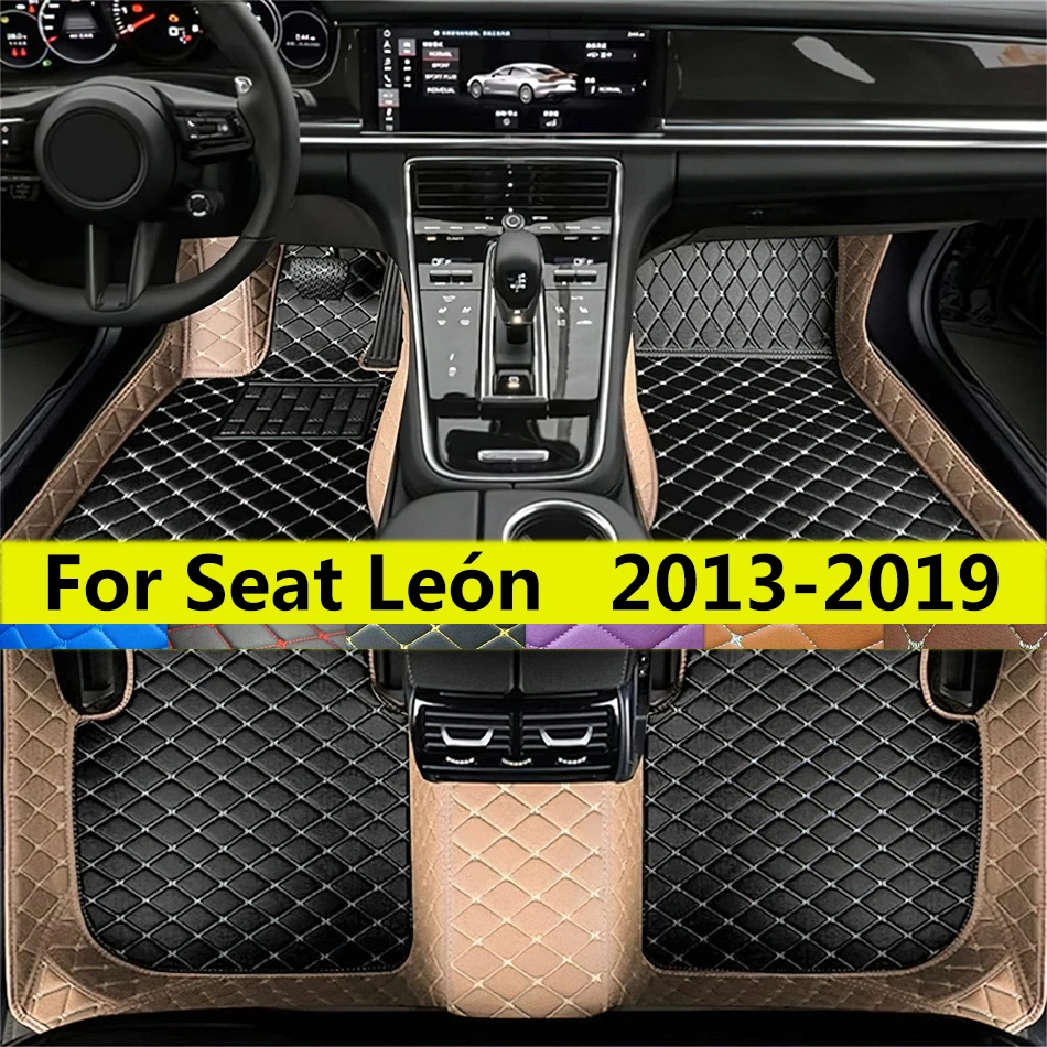 Фото Коврики для пола подходят для Seat Panger Mk3 5F 2013 2014 2015 2016 2017 2018 2019 Автомобильные кожаные подушечки из искусственной кожи Коврики Auto Полный комплект ковров Подушечки №1