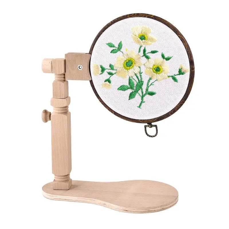 

Wood Embroider Stand Holder Adjustable Desktop Stand Stitch Rack Frames 360 Degree Rings for Cross Stitch Rack Frames Rings