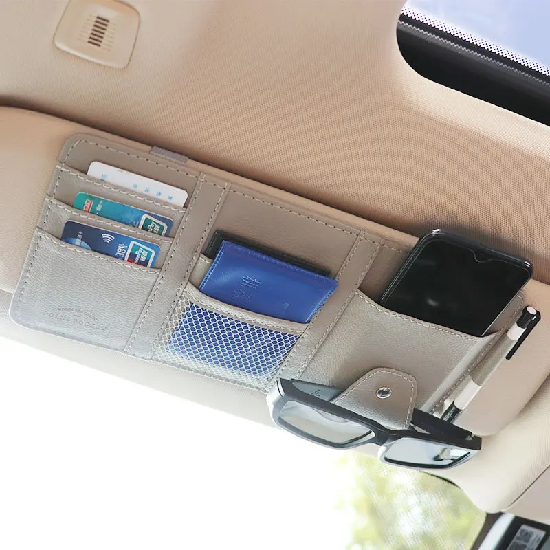 

Auto Interior Accessories Pocket Organizer Car Document Storage Pouch Pen Sunglass Holder Car Sun Visor Organizer Multi-Pocket