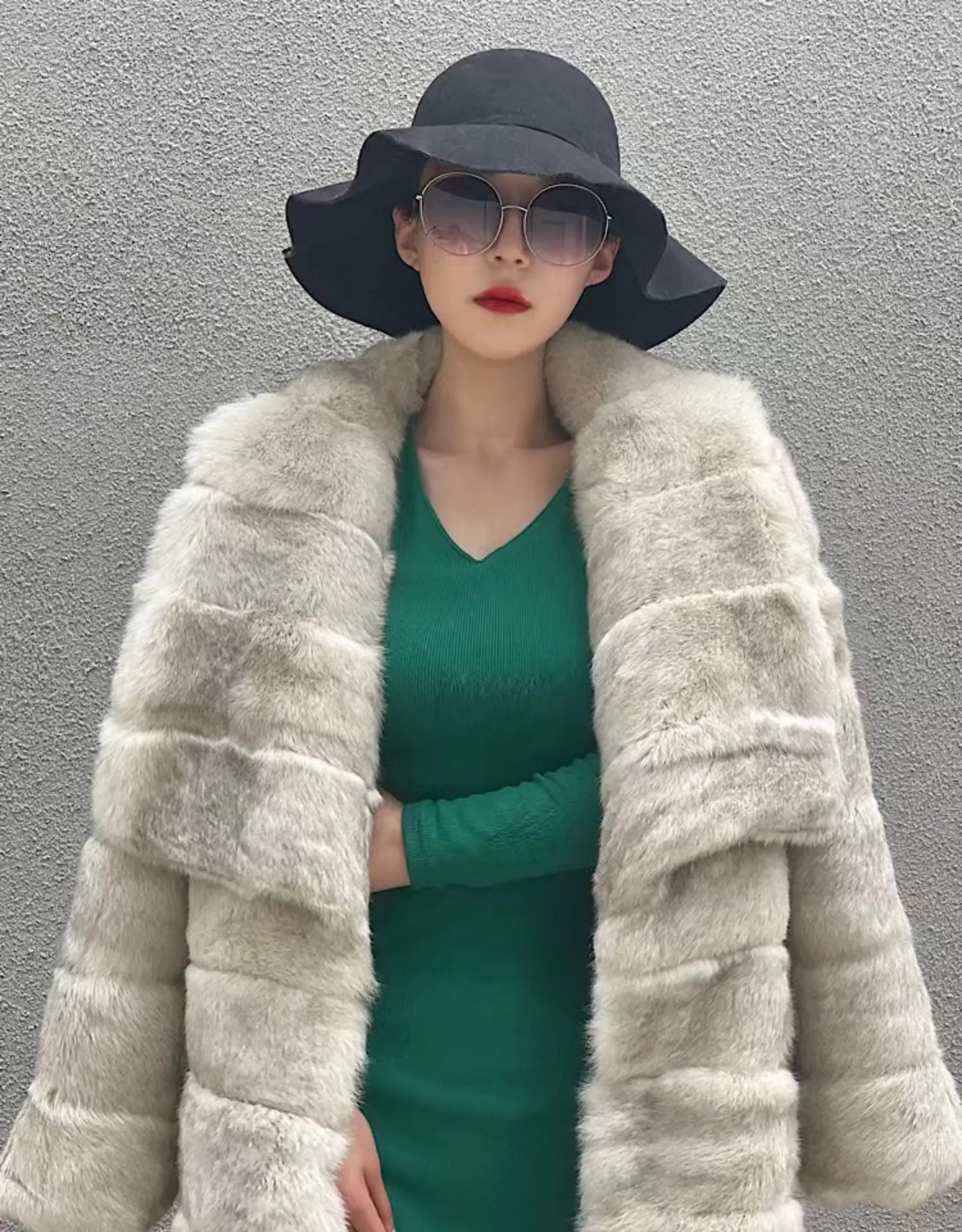 Genuine Rex Rabbit Fur Coat Winter Women Natural Rabbit Fur Jacket X-long Full Sleeve Turn-down Collar Chinchilla Thick Warm enlarge