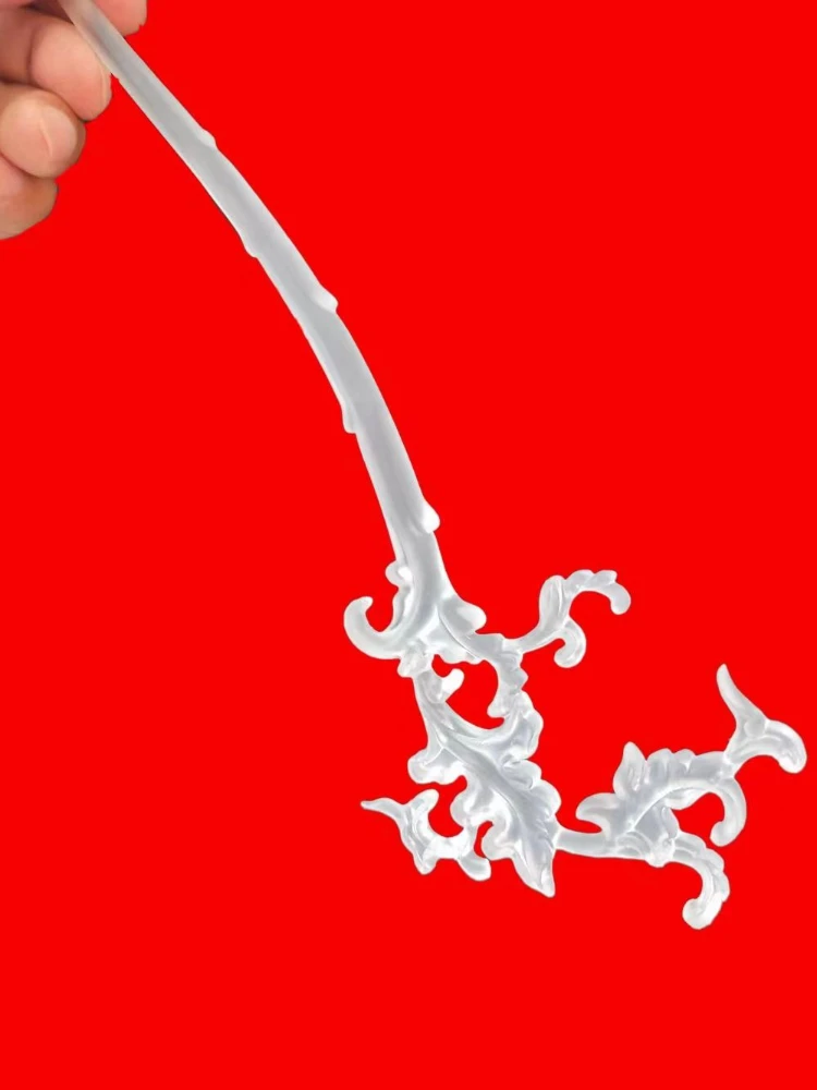 Headdress Women's Frosted Crystal-like Lotus Shape Handmade Transparent Hairpin Chinese Clothing Accessories Performance Props