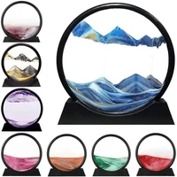 creative retro hourglass table lamp craft quicksand 3d natural landscape flowing sand picture moving hourglass night lamp home