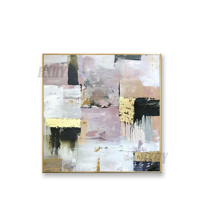 

One piece Abstract painting poster nordic Handmade canvas oil painting gold foil wall art picture for living room sofa bedroom