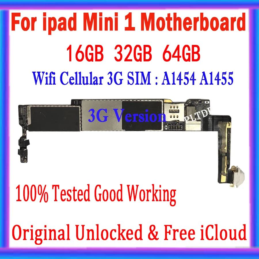 

16GB/32GB/64GB For iPad MINI 1 Motherboard Original Clean iCloud Unlocked Mainboard 100% Tested Well Working Logic Board