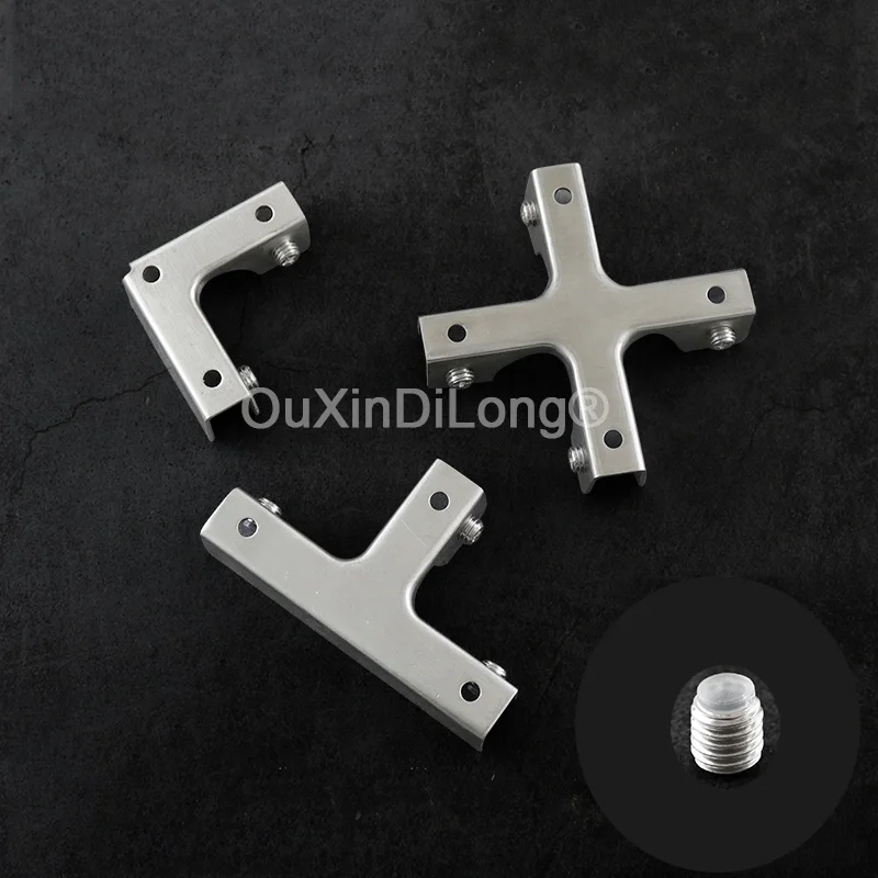 

8PCS Stainless Steel L/T Shape Sleeve Glass Clamps Glass Fixing Clips Glass Combination Holder Brackets Clips for 8-12mm FG952