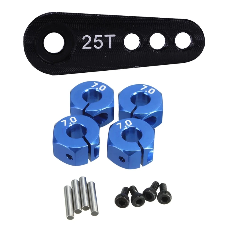 

Top Deals 1Pcs 28.5Mm 25T Teeth Tooth Steering Half Servo Arm Horn For 1/10 Rc Car Black & 1 Set Rc Blue Aluminum 7.0 Wheel Hex