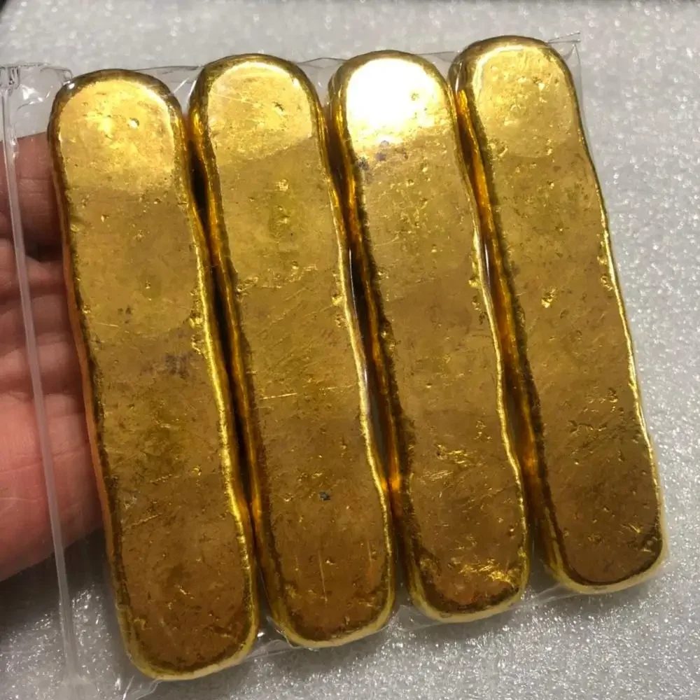 4 шт. китайская антикварная коллекция округлая FU LU SHOU XI золотой слиток семейное