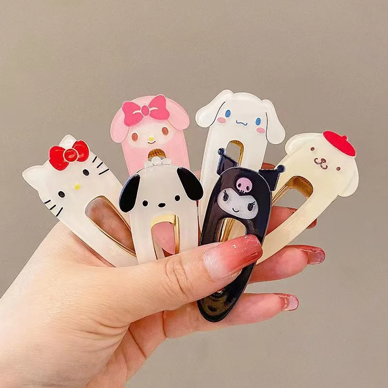 

Sanrio Hellokitty My Melody Kuromi милый мультяшный утка рот Bb зажим волос студенческий простой стиль челка заколка подарок для девочки