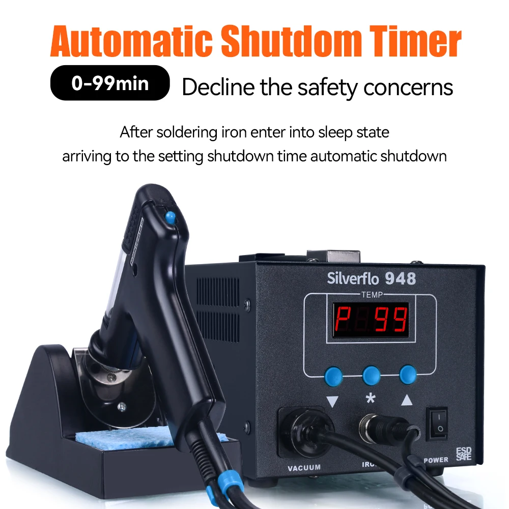 Silverflo 948 Desoldering Station 90W Suction Tin Gun Electric Vacuum Solder Sucker For IC Chips In-Line Pins Repair |