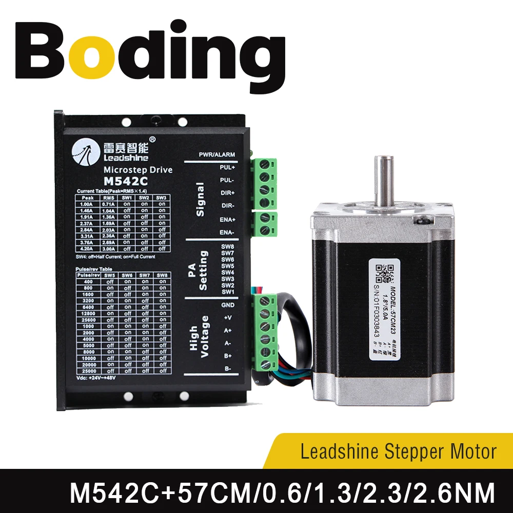 

Boding Nema23 Leadshine 57cm06 0.6nm 57cm13 1.3nm 57cm23 2.3nm 57cm26 2.6nm D57cm31x 3.1nm And Stepper Driver M542c