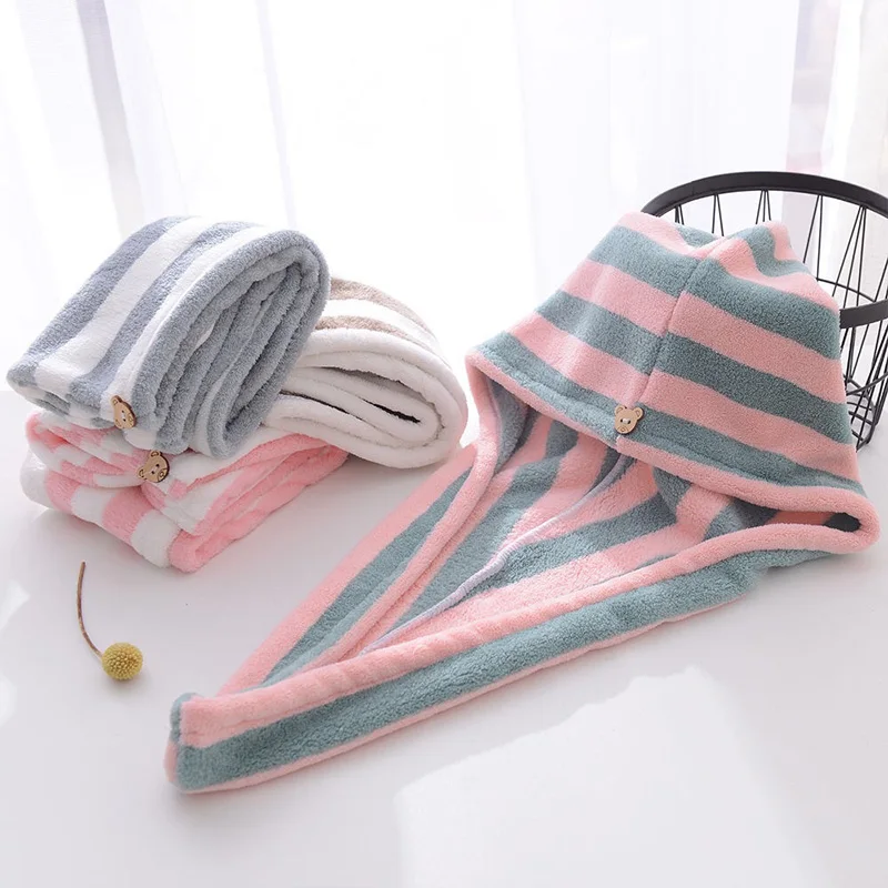 

Ladies Hair Drying Cap Soft Coral Fleece Quick Dry Towel Cap Super Absorbent Wrap Shower Cap Anti Frizz Hair Microfiber Towel