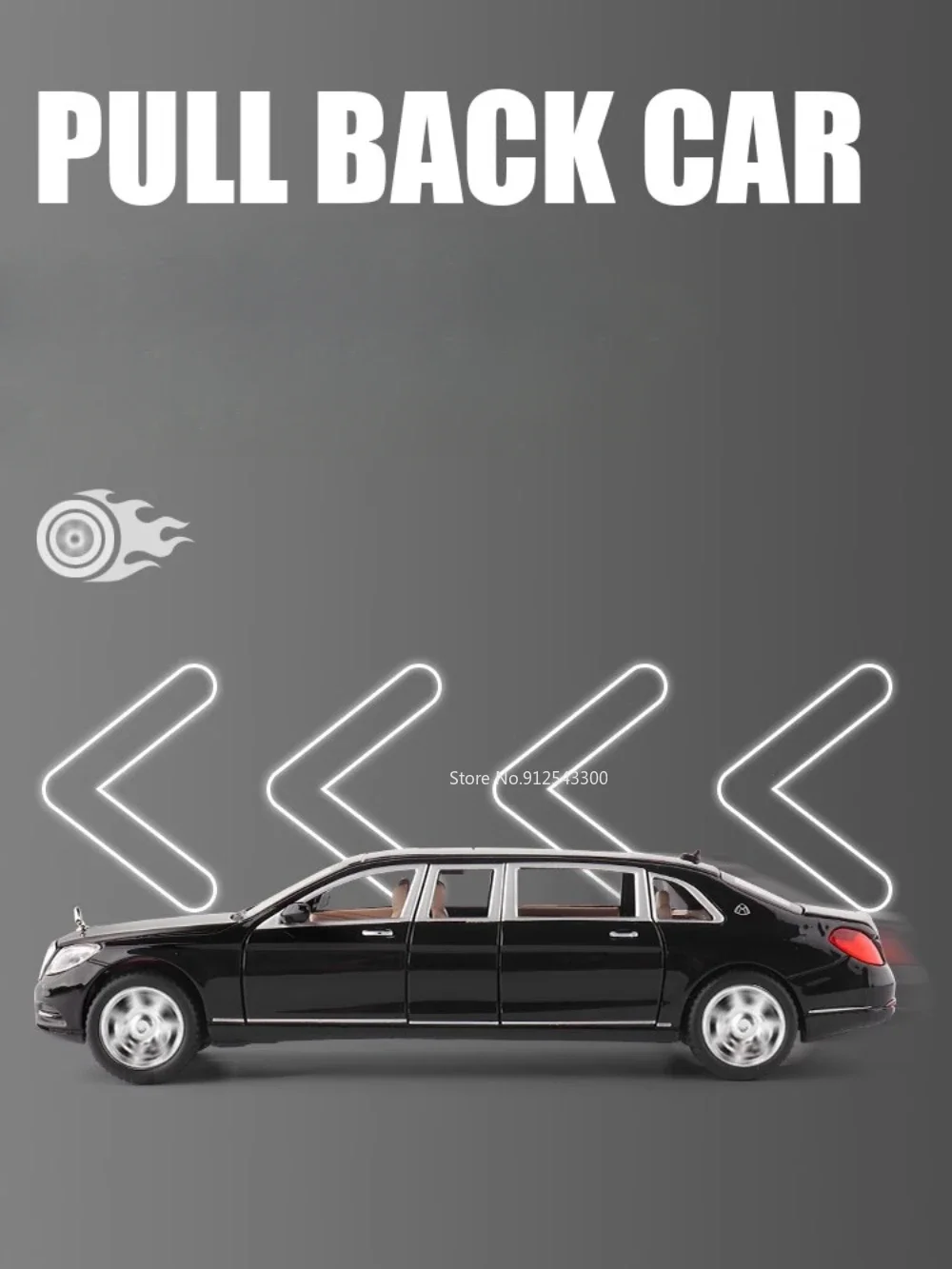 1:24 Maybach S600 расширенная модель автомобиля из сплава игрушка звук свет откатный