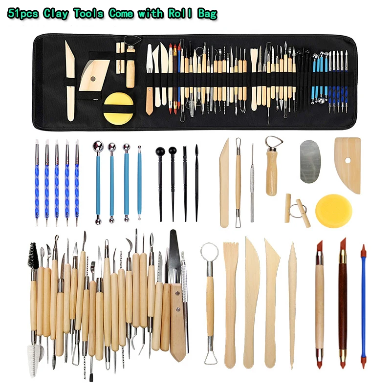 

52pcs Polymer Clay Tools Ball Stylus Dotting Tools Ceramic Polymer Shapers Modeling Carved Ceramic DIY Tools Sculpture Pottery