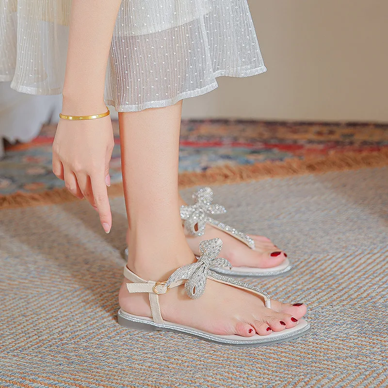 Сандалии женские летние с бантом красивые босоножки повседневная обувь на