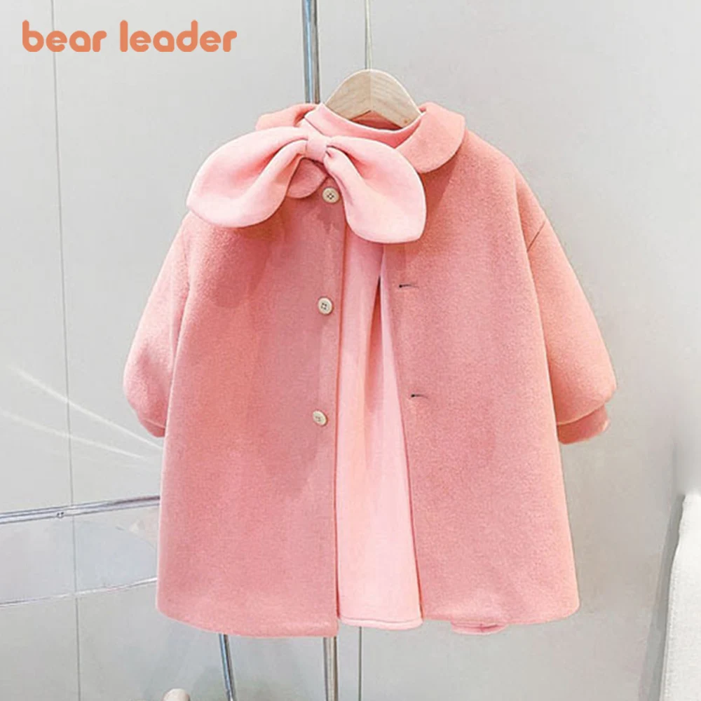 

Bear Leader Children Quilted Cashmere Coat Kids Autumn Winter Girls Solid Sweet Single-breasted Thick Woolen Coat Baby Clothes