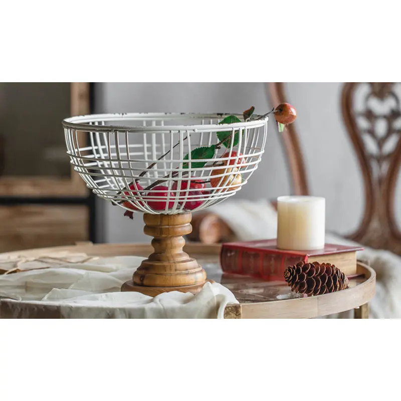 

Minhui Organize Household Tableware and Decorate Fruit Tray with Iron Wood Fruit Tray