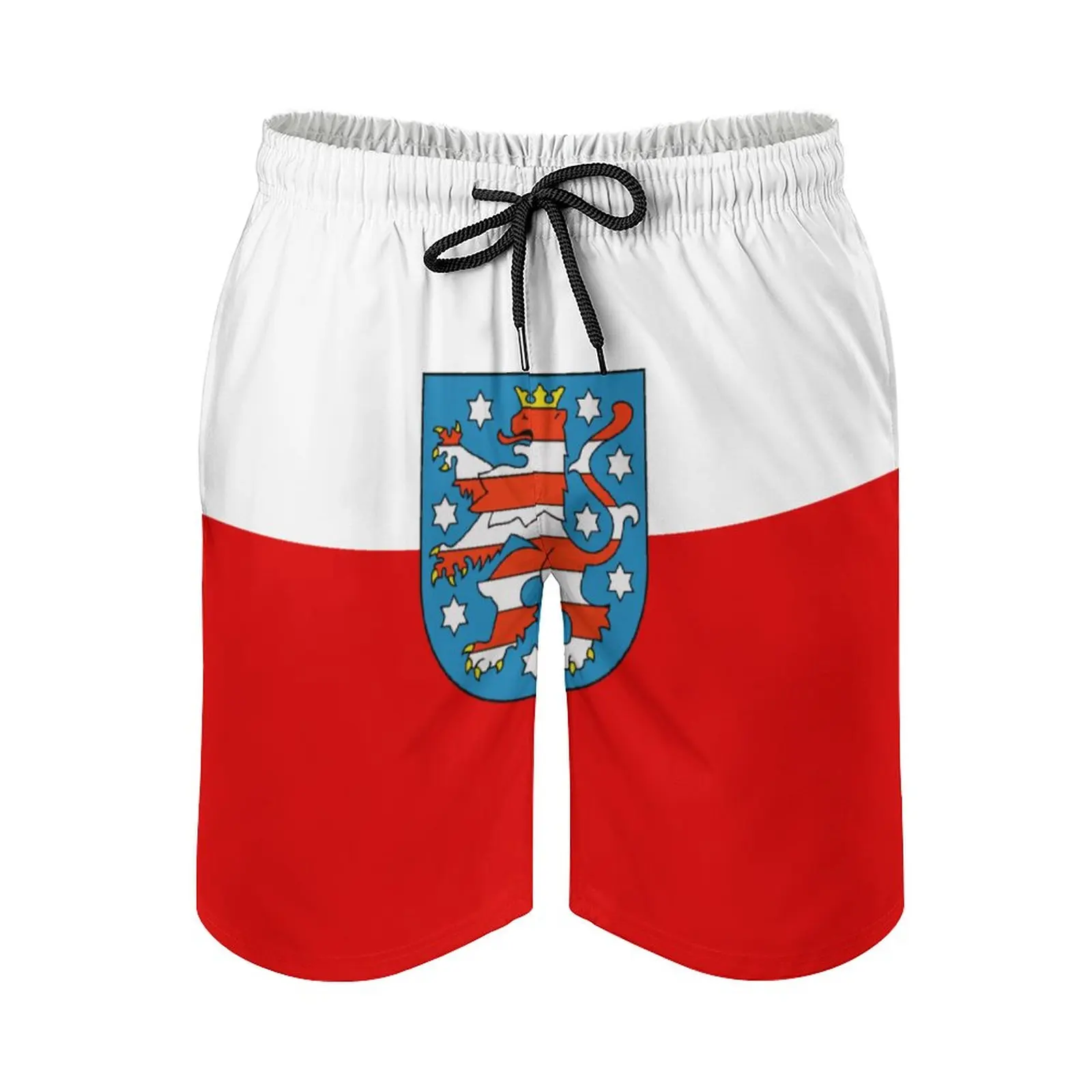 

Flag of Thuringia (state) Anime BeachCreative Adjustable Drawcord Breathable Quick Dry Men's Beach ShortsLoose Loose Stretch Haw